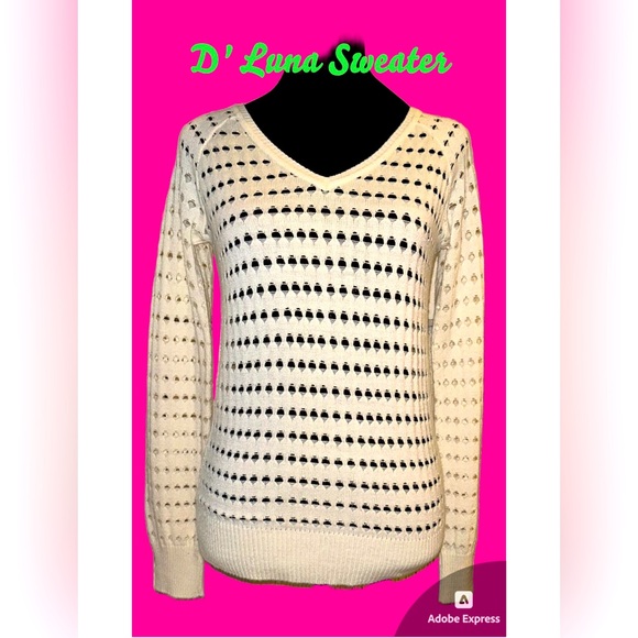 🎀🎀🎀 D’Luna Cream Open Knit Sweater 🎀🎀🎀 - Picture 1 of 8
